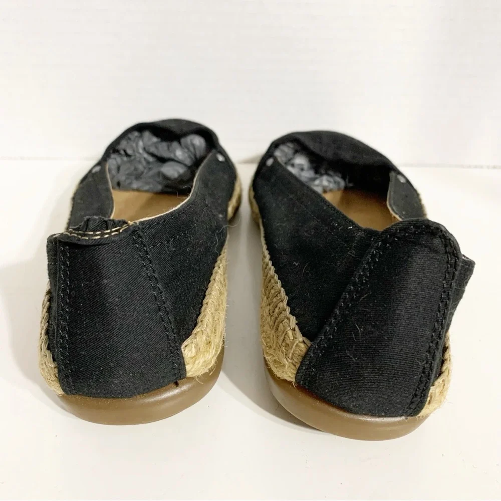 AEROSOLES StitchNTurn Slip-On Canvas Espadrilles Jute Outsole Black / Tan Summer